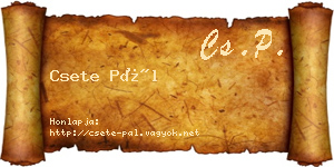 Csete Pál névjegykártya